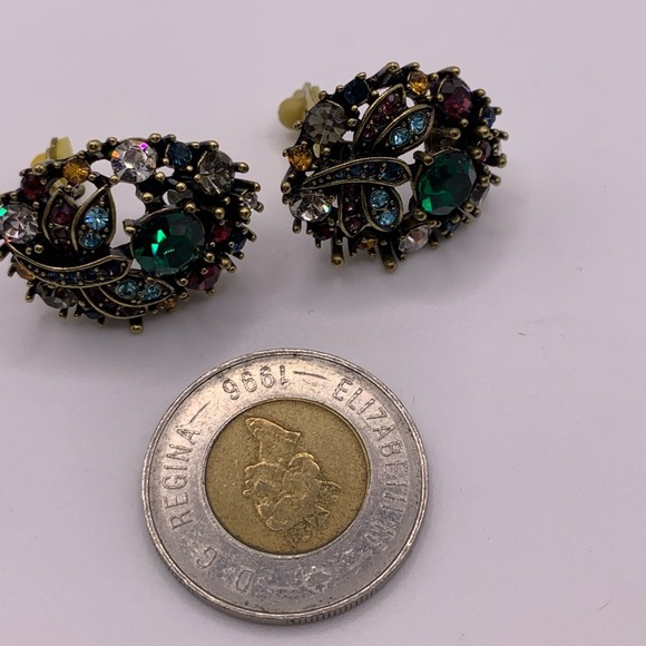 Gorgeous Heidi Daus multicoloured crystal clip on earrings - Picture 7 of 14